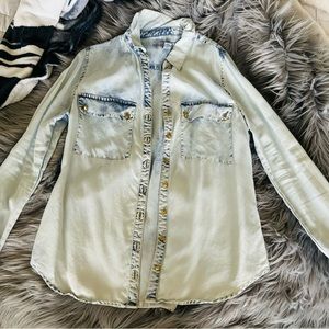 White Washed Western Style Long Sleeve Button Down